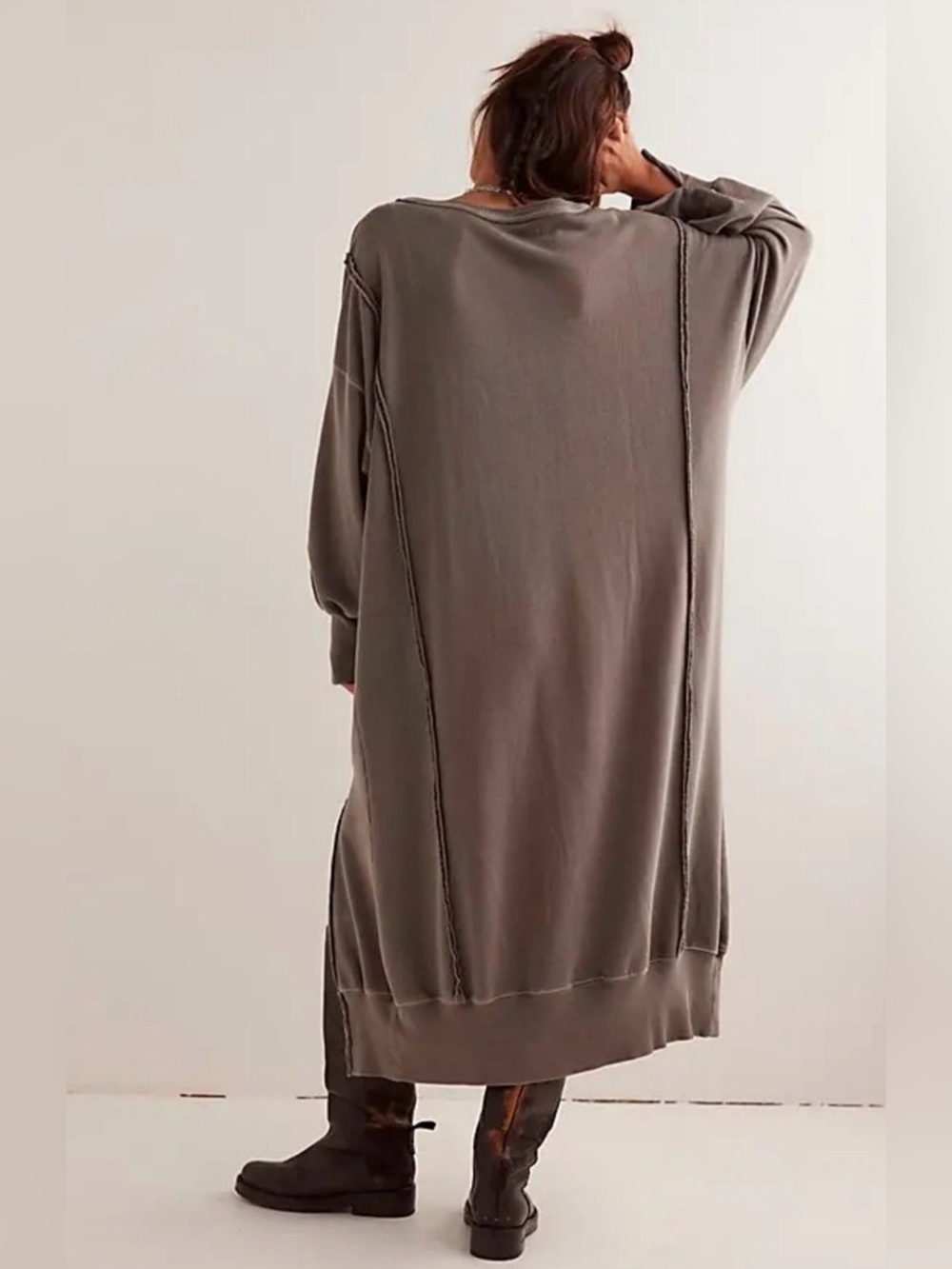 We the Free Camden Maxi Sweatshirt w/pockets🔥Olive green •Large • Free People - Picture 6 of 13